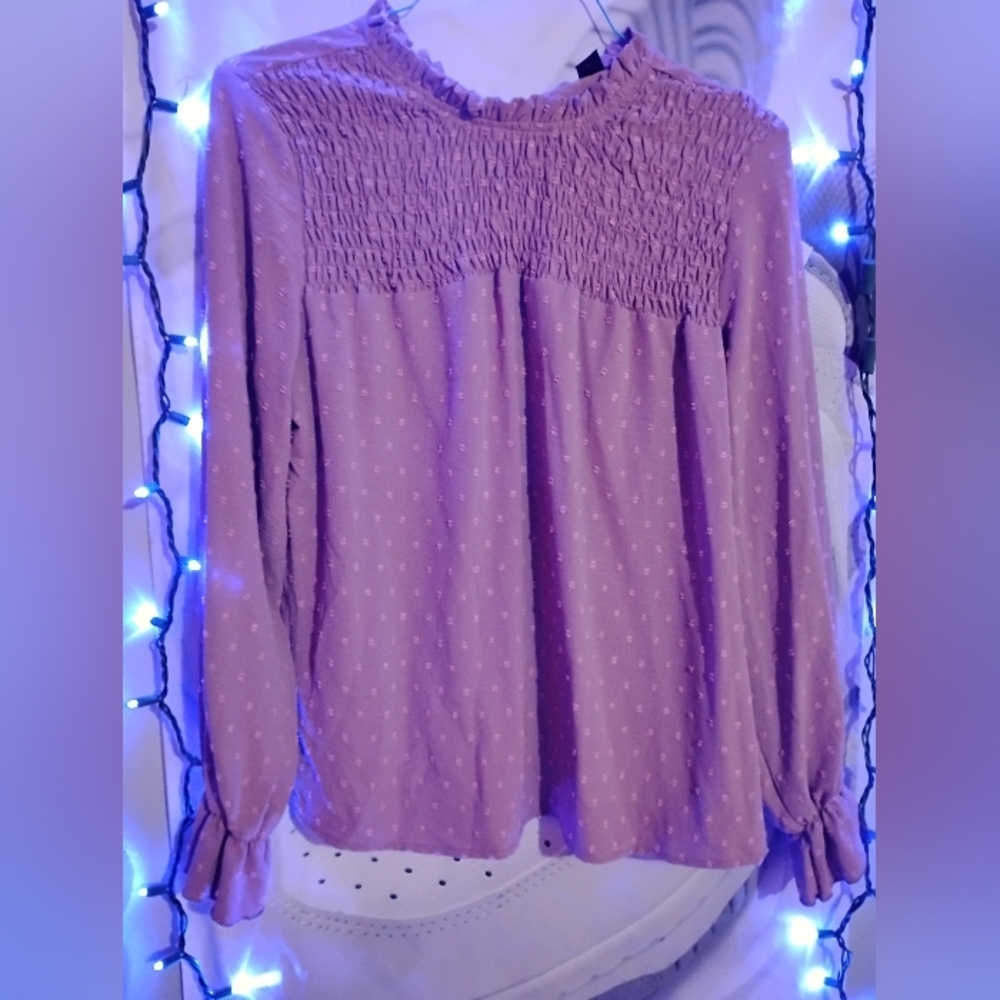 SHEIN Lavender Smocked Blouse